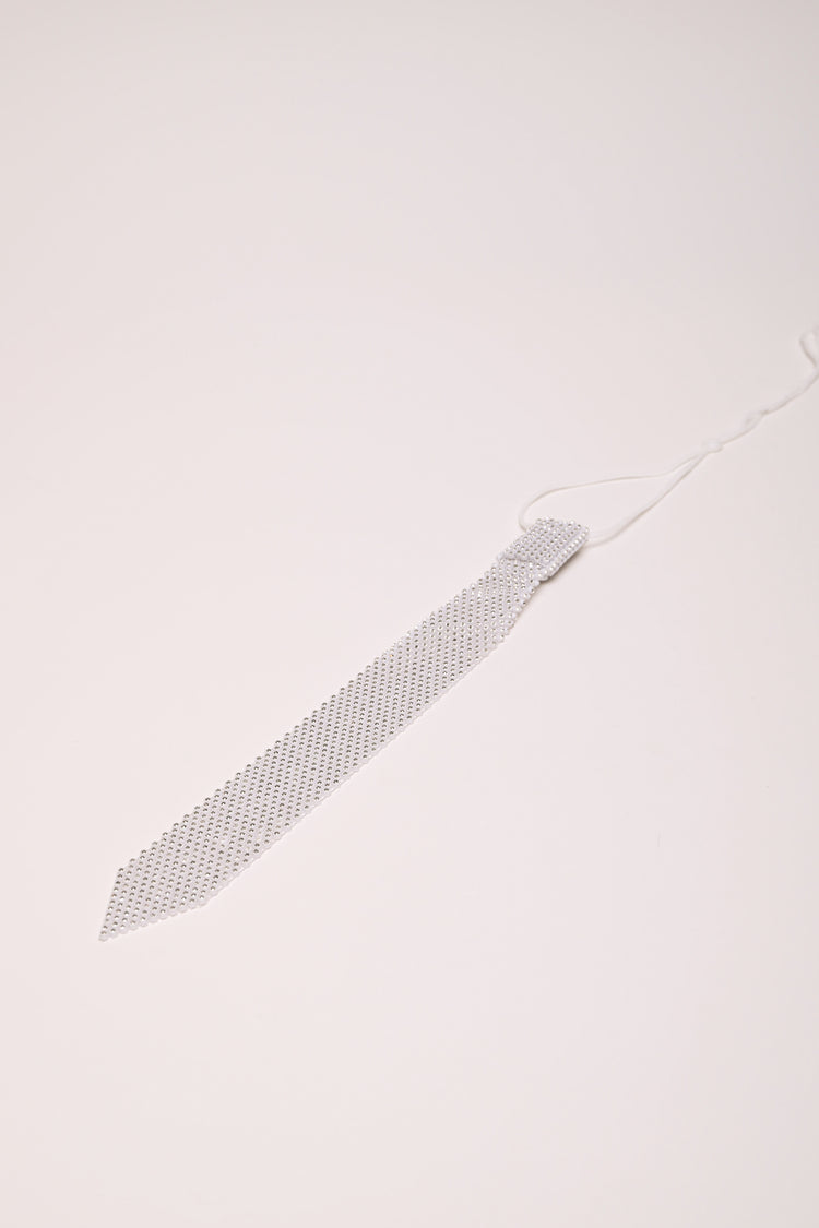 Rhinestone tie-style necklace