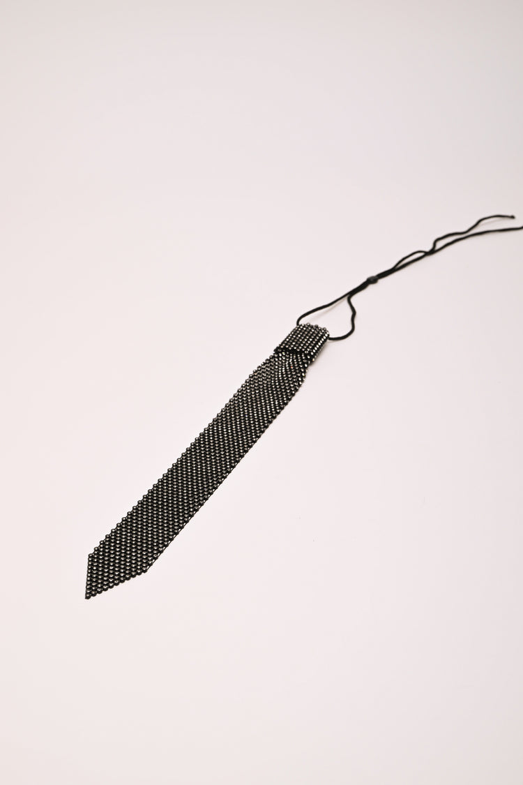 Rhinestone tie-style necklace