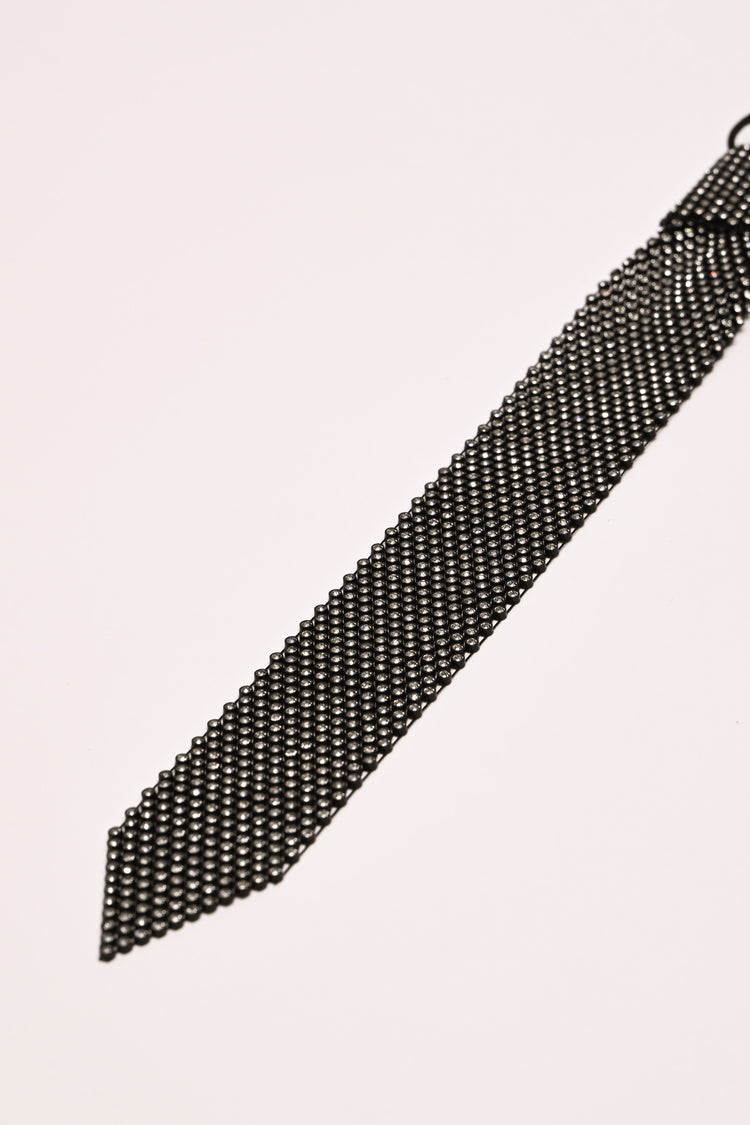 Rhinestone tie-style necklace