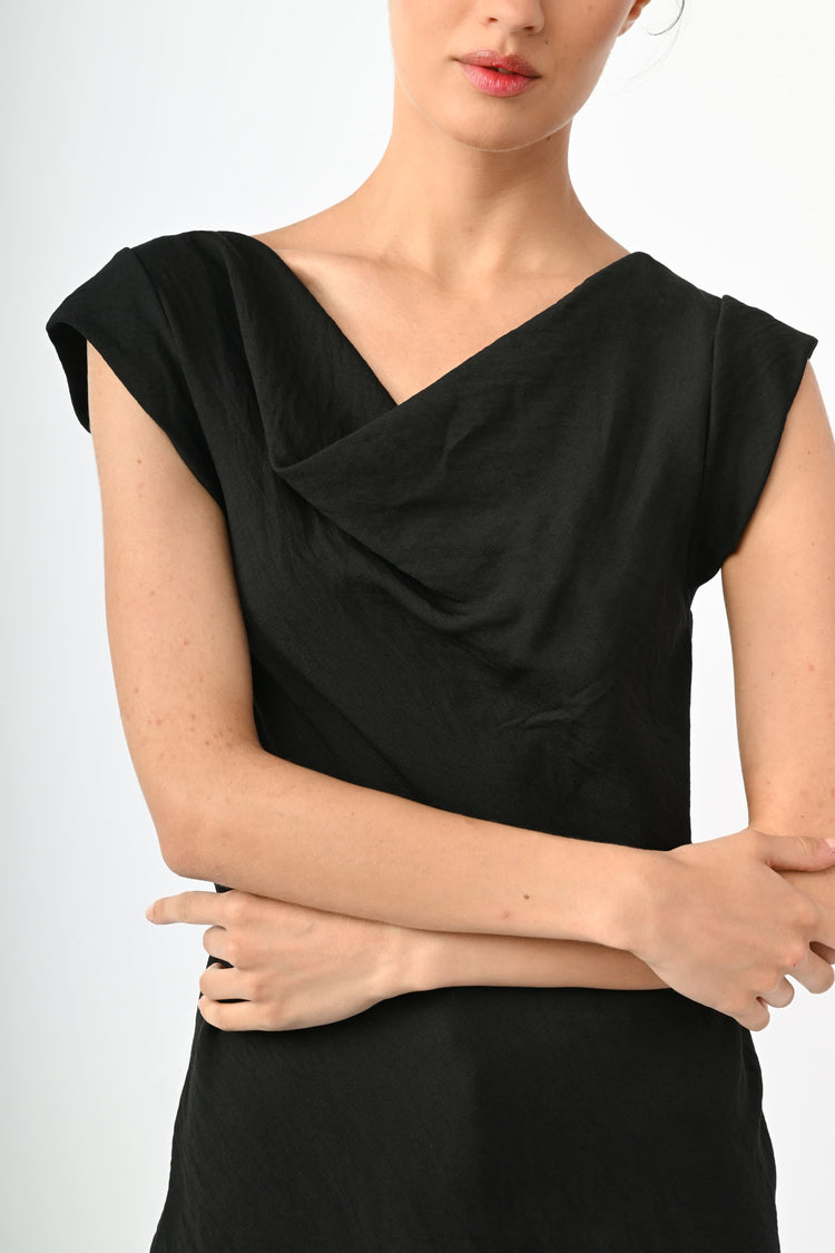 Cowl-neck viscose-blend top