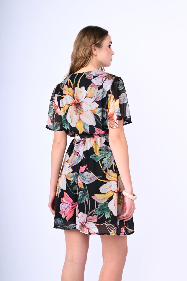 Floral print wrap mini dress