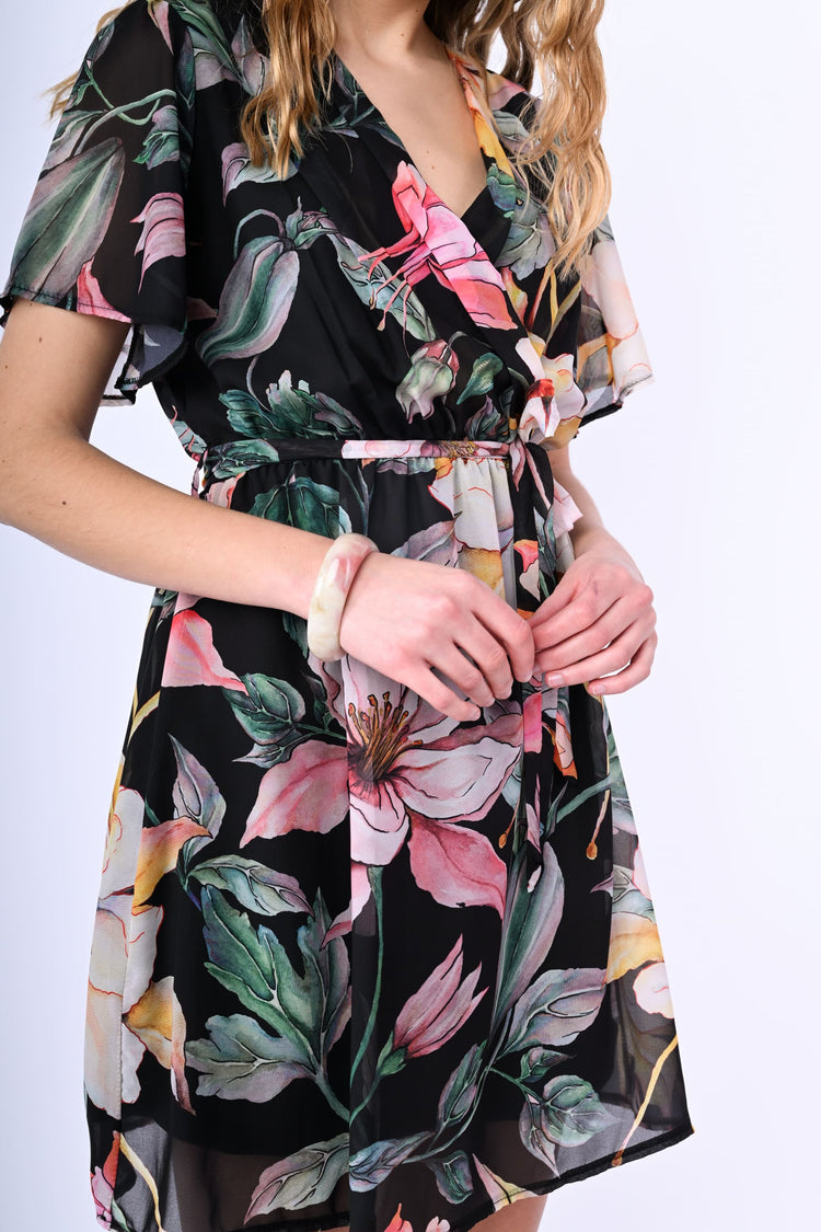 Floral print wrap mini dress