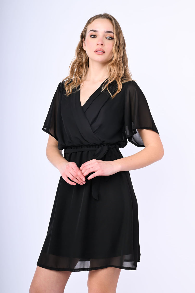 Wrap belted mini dress