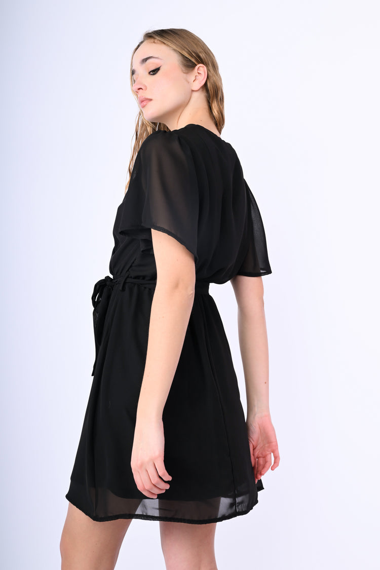Wrap belted mini dress