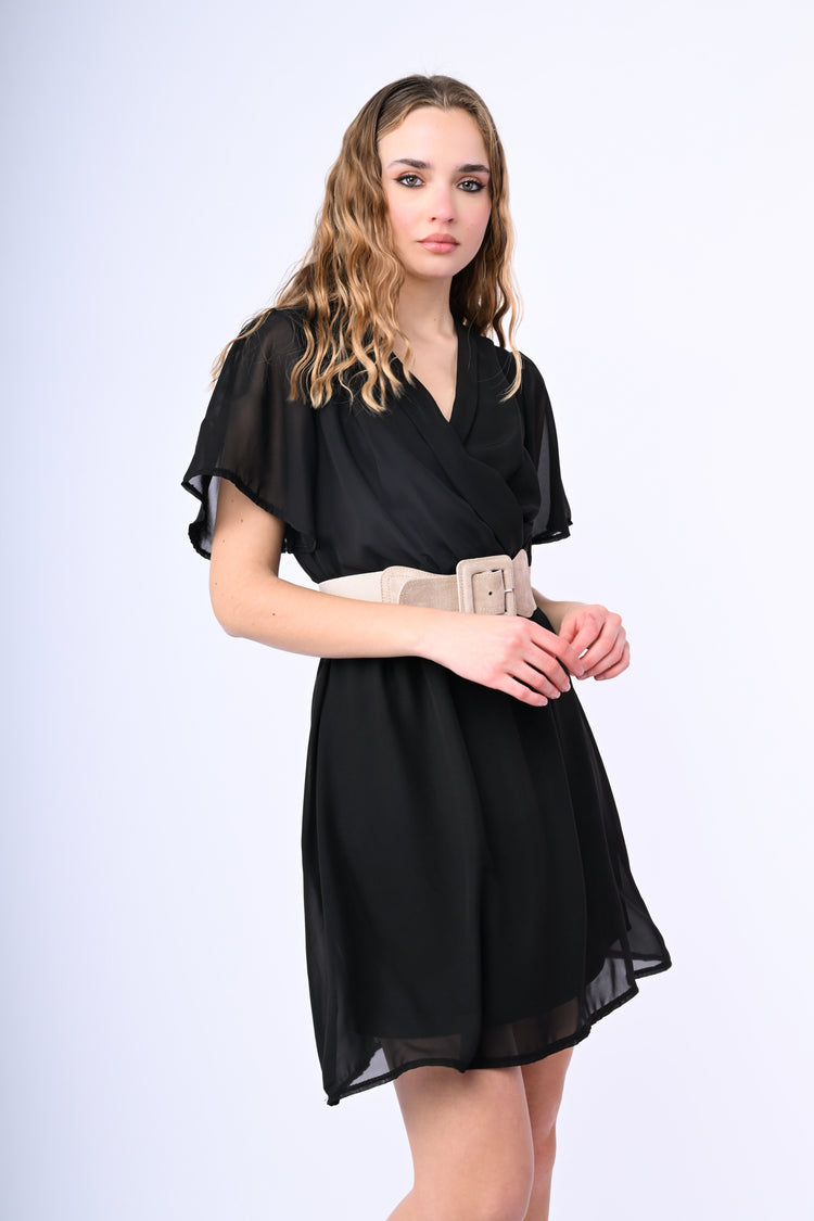 Wrap belted mini dress