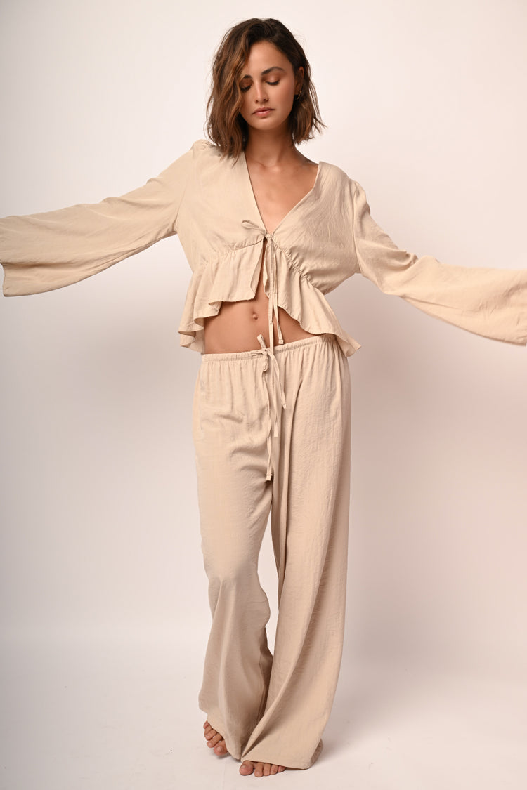 Viscose-blend wide-leg trousers