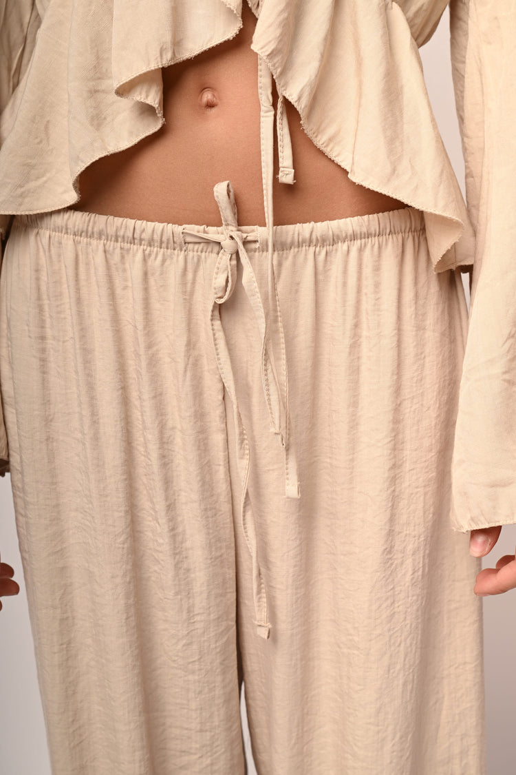 Viscose-blend wide-leg trousers
