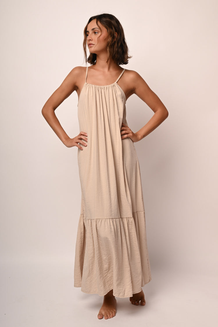 Flounce viscose-blend maxi dress