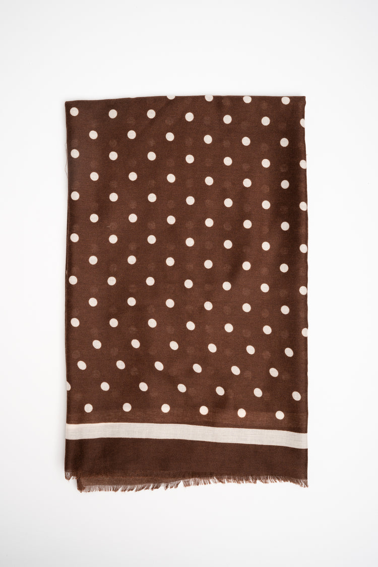White polka dot brown scarf