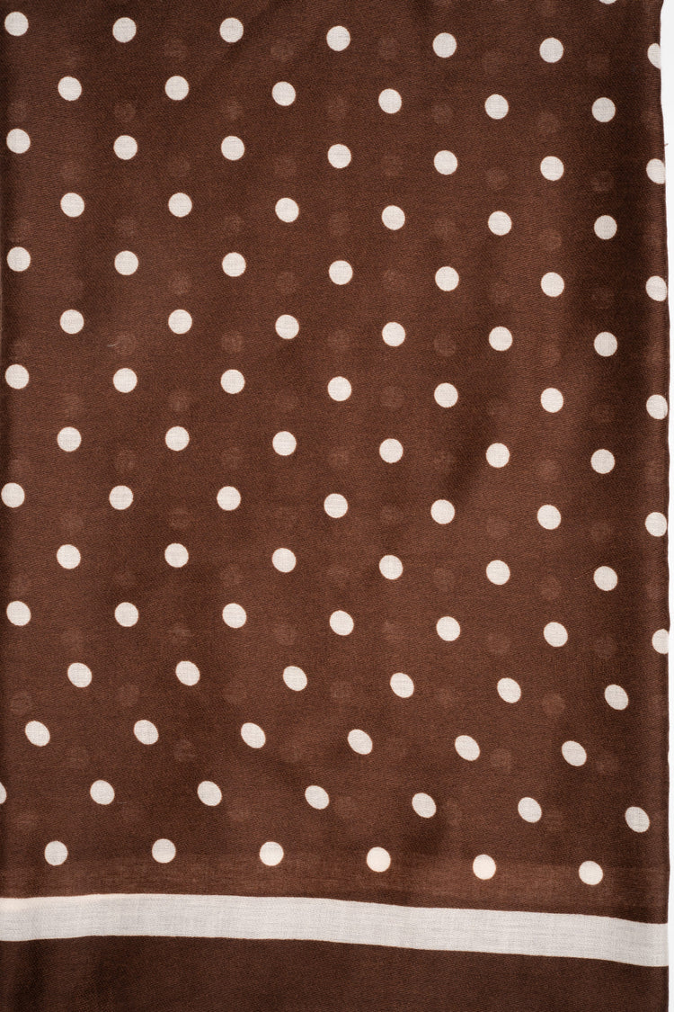 White polka dot brown scarf