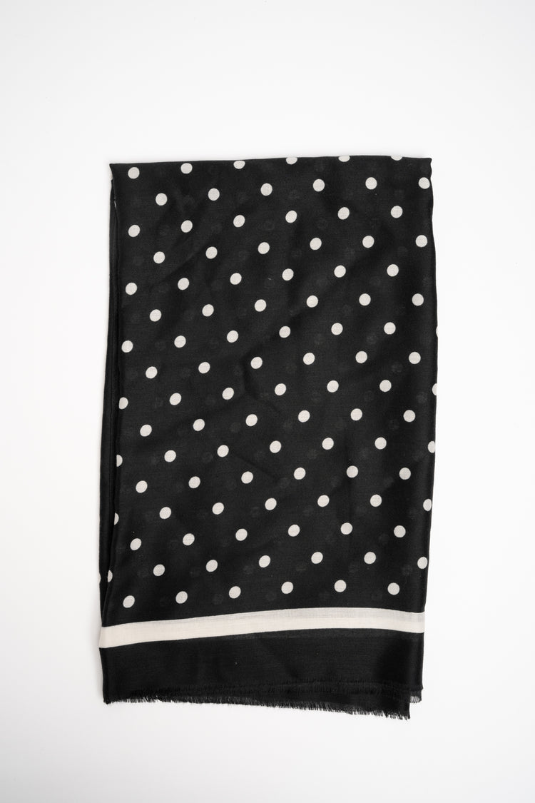 White polka dot black scarf