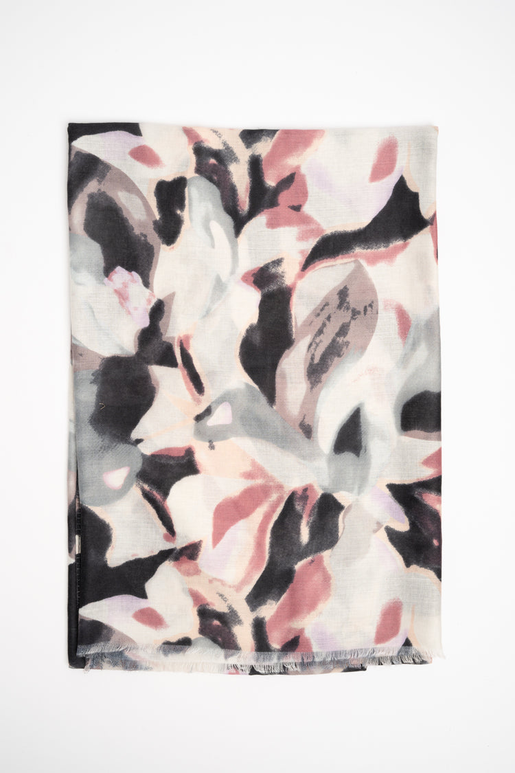 Multicolor gradient floral print scarf
