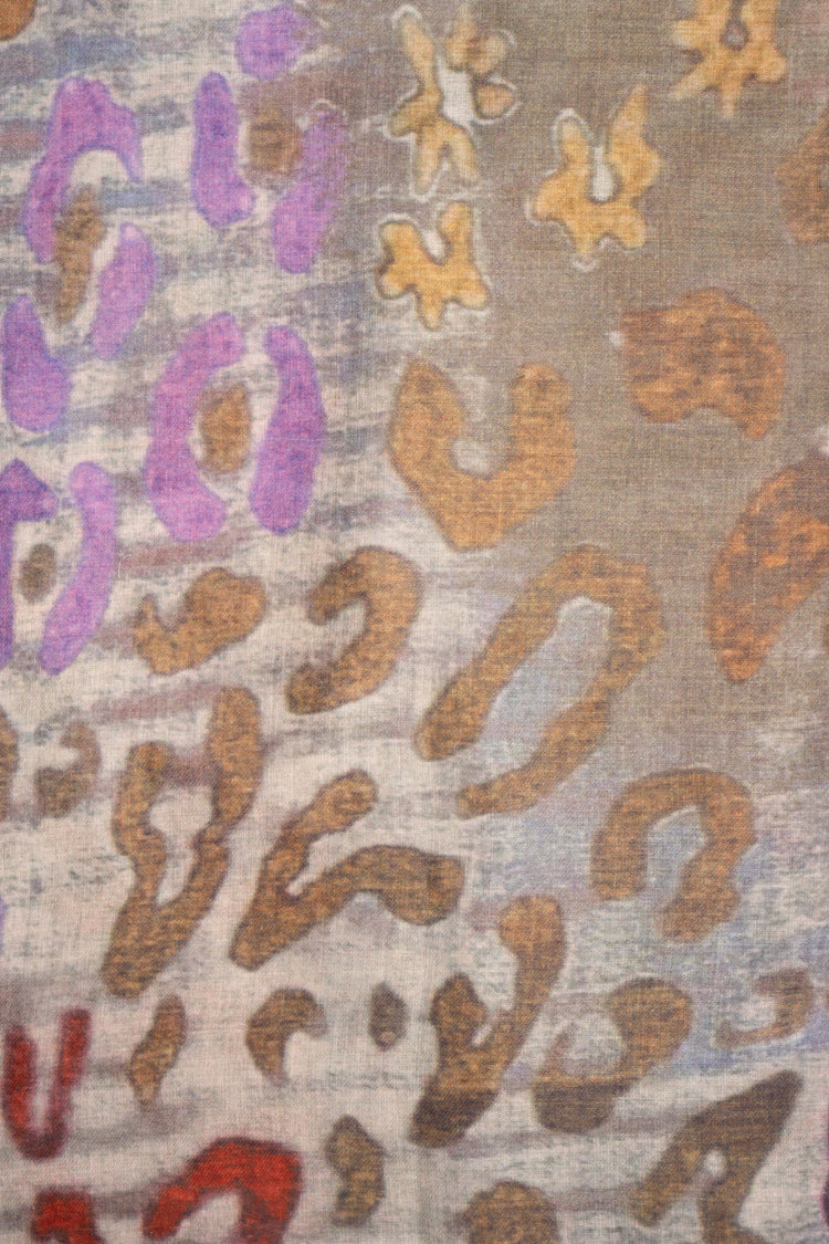 Multicolor animalier print scarf