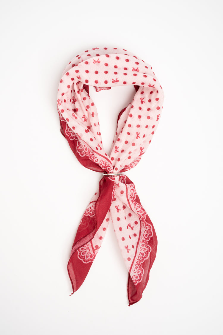 Multicolor foulard with polka dots and bows