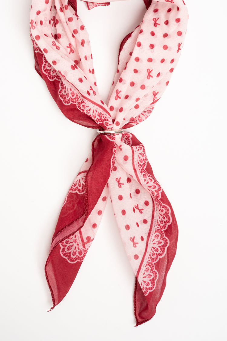Multicolor foulard with polka dots and bows