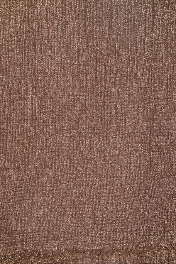 Dark brown crinkle scarf with fringe
