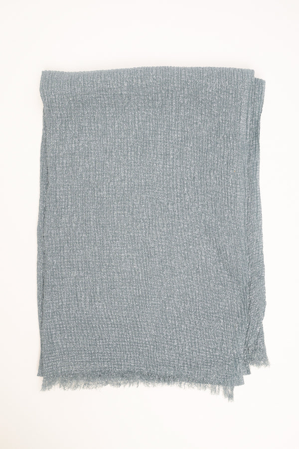 Blue crinkle scarf with fringe