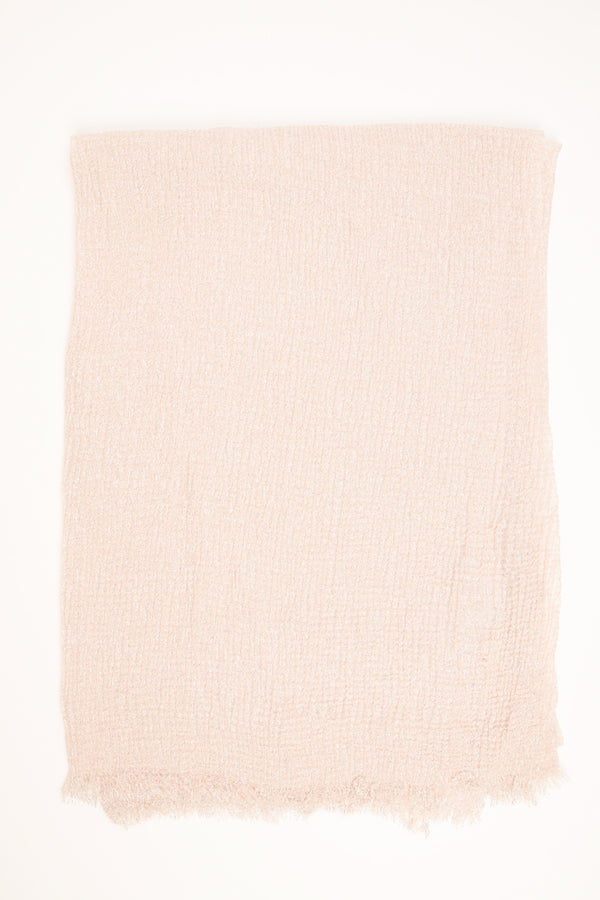 Pink crinkle scarf with fringe