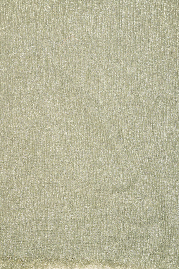 Green crinkle scarf with fringe