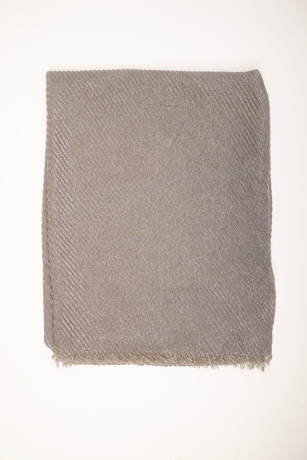 Taupe crinkle scarf with fringe
