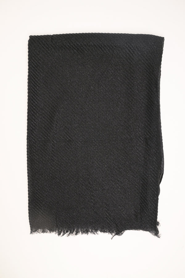 Black crinkle scarf with fringe