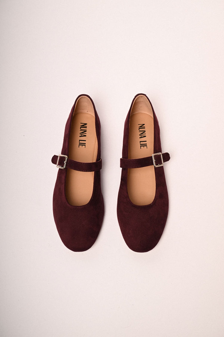 Strap velour ballet flats