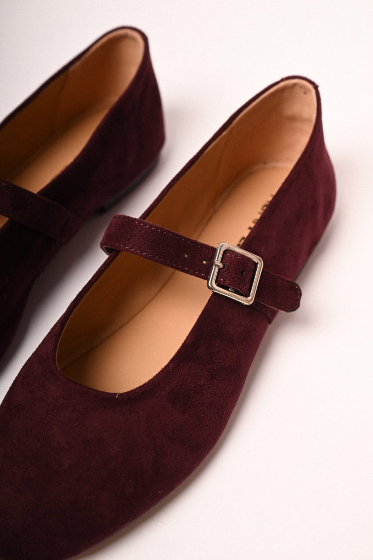 Strap velour ballet flats