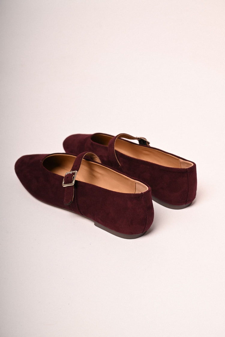 Strap velour ballet flats