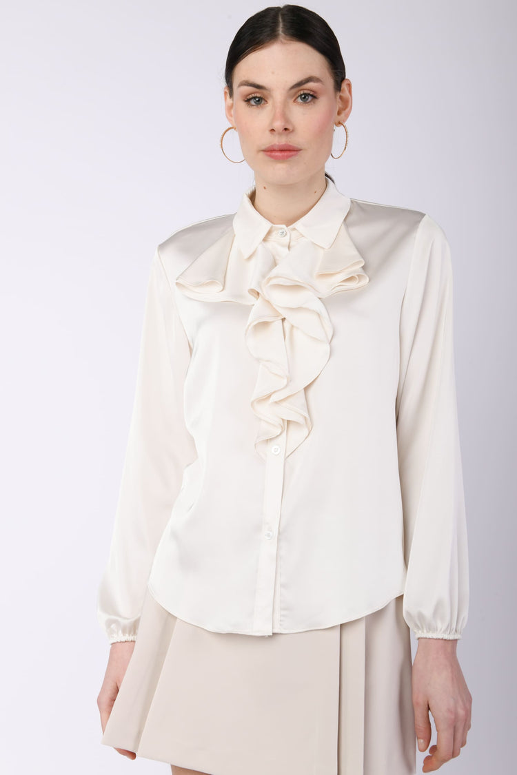 Ruffled satin shirt