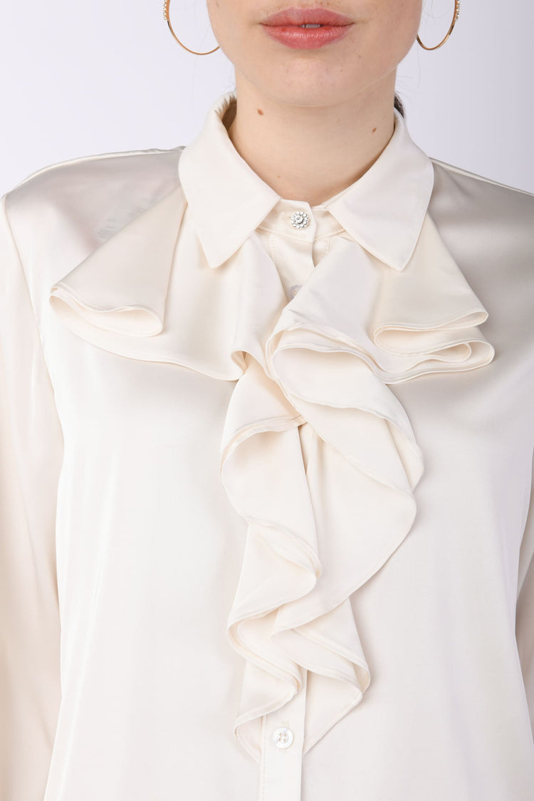 Ruffled satin shirt
