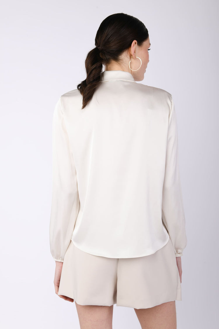 Ruffled satin shirt