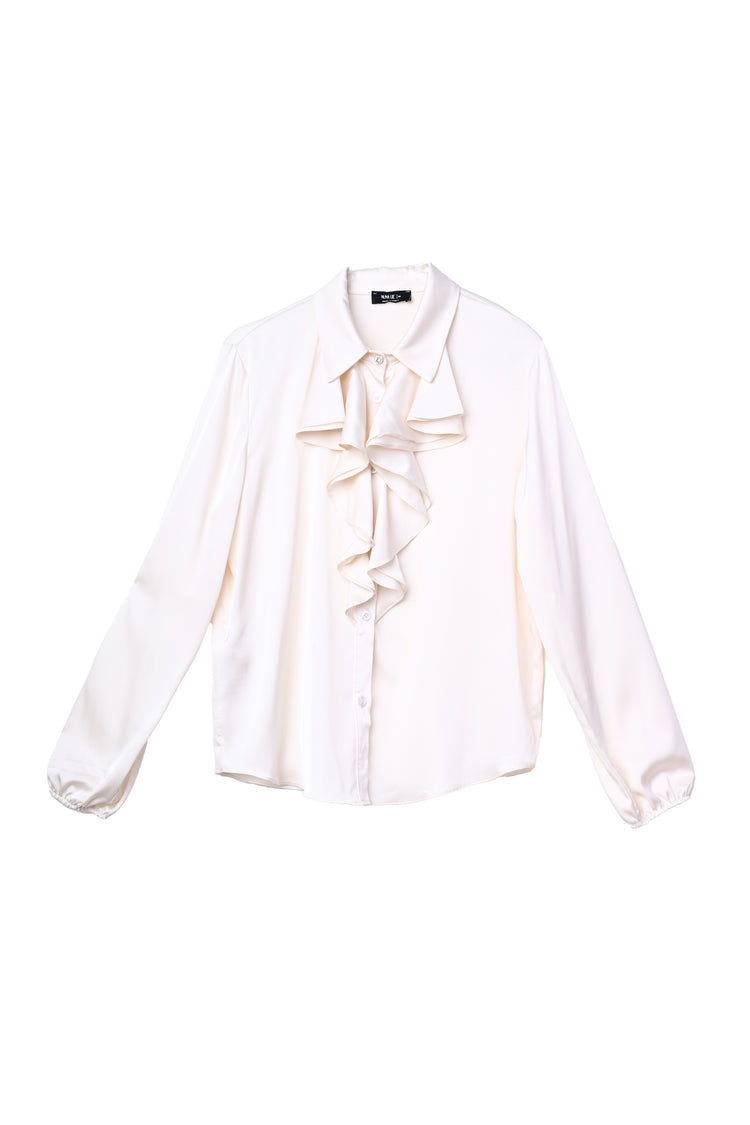 Ruffled satin shirt
