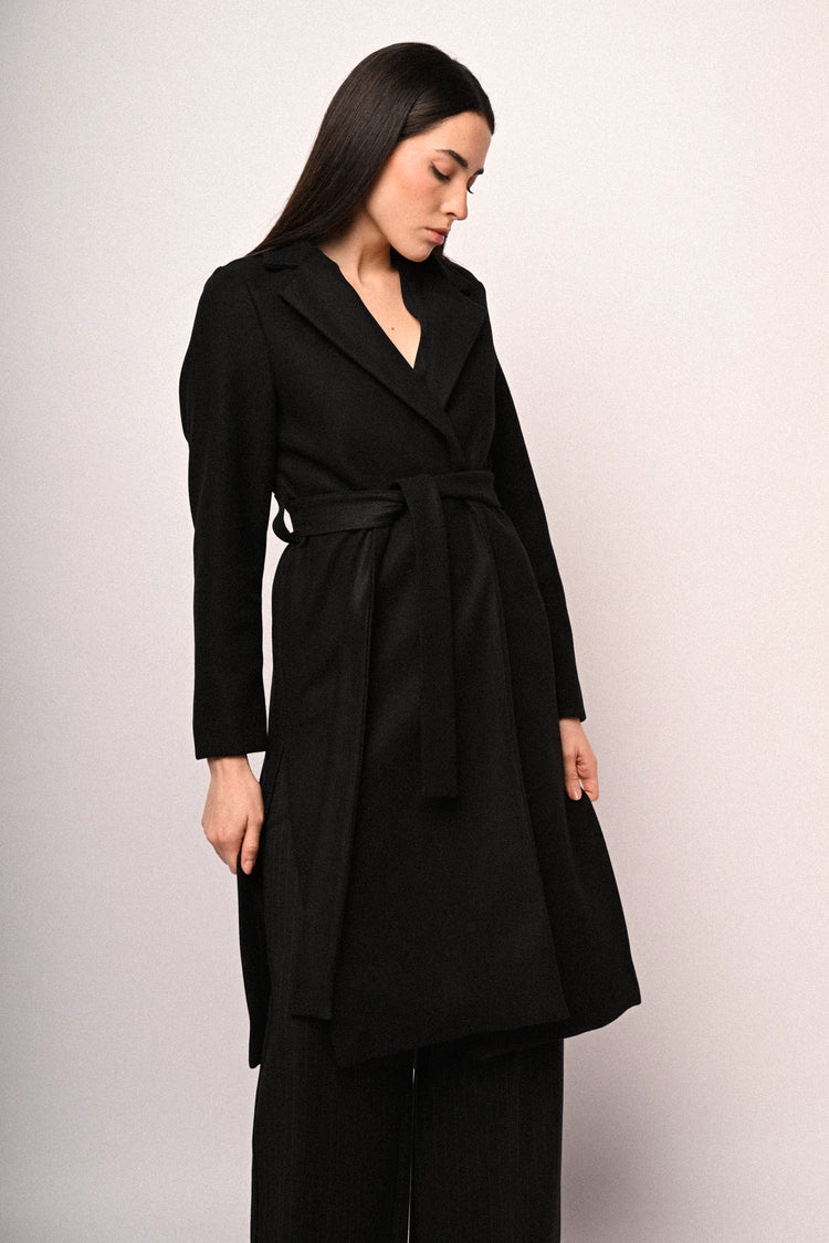 Belted wrap coat