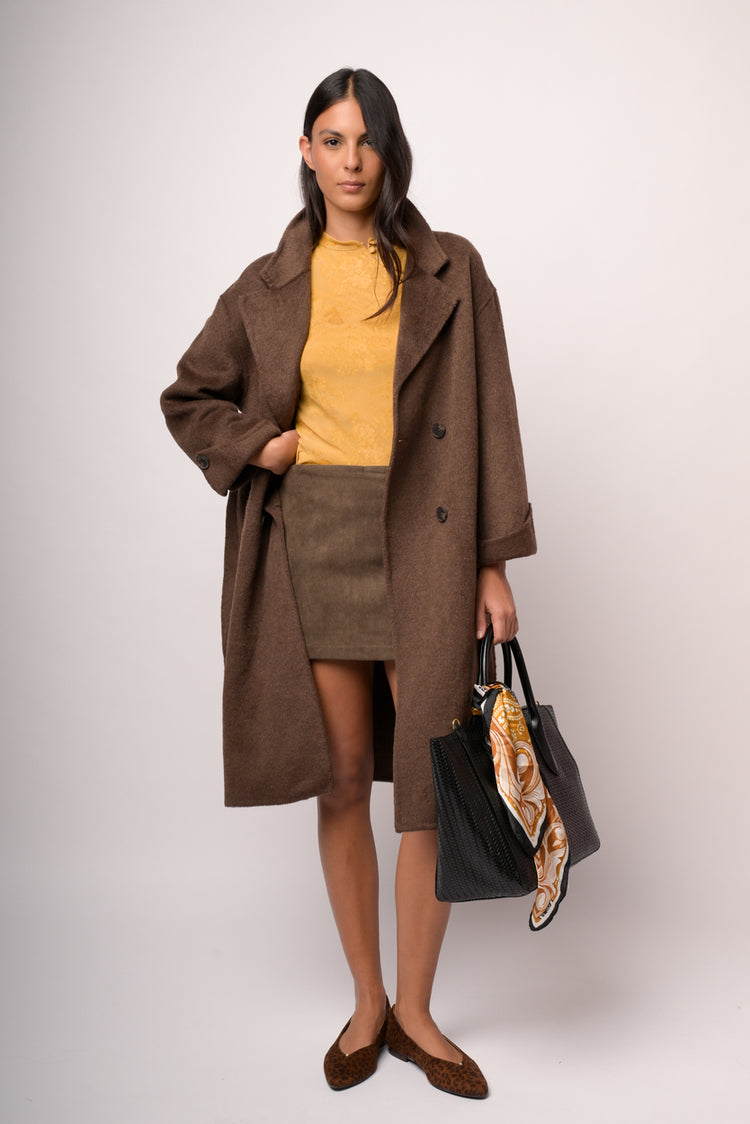 Cappotto lungo doppio petto misto lana