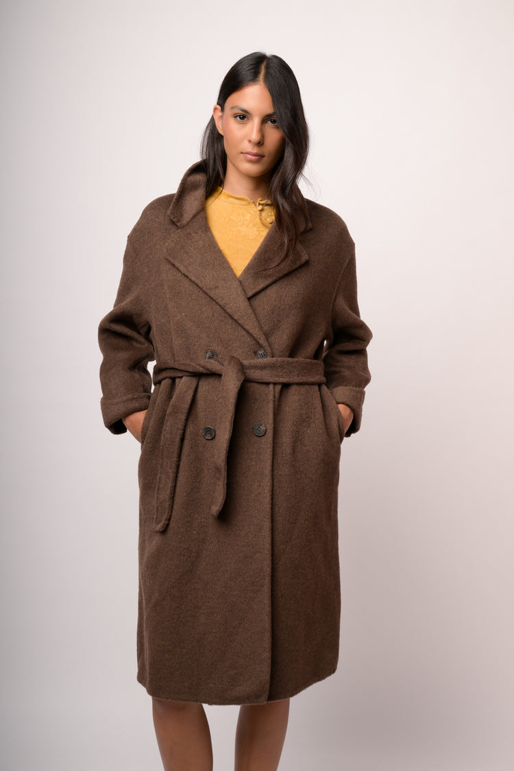 Cappotto lungo doppio petto misto lana