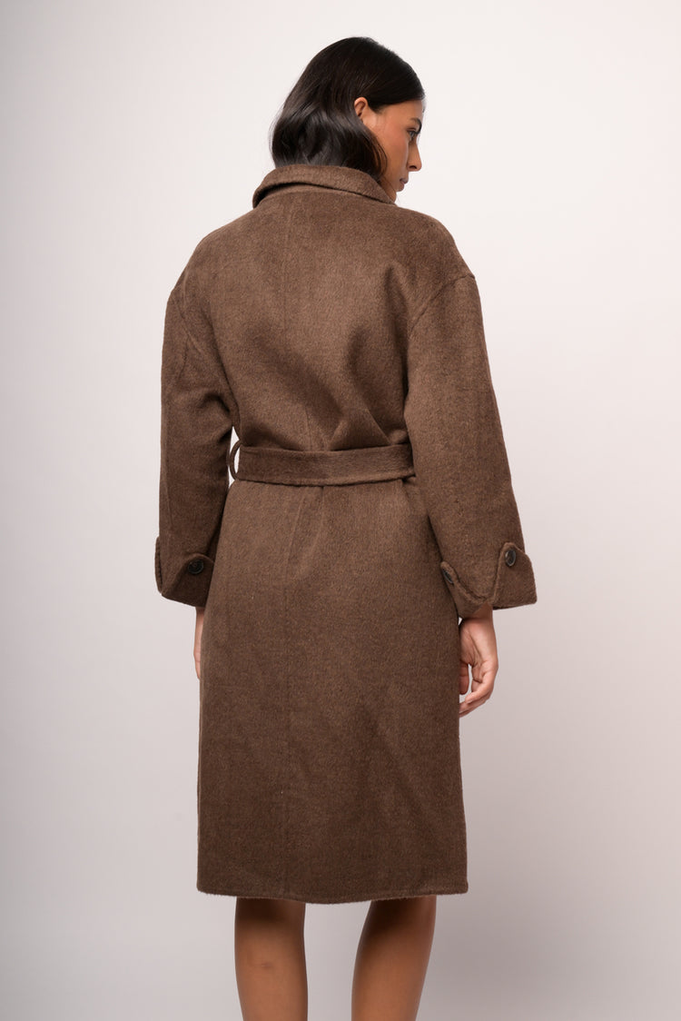 Cappotto lungo doppio petto misto lana