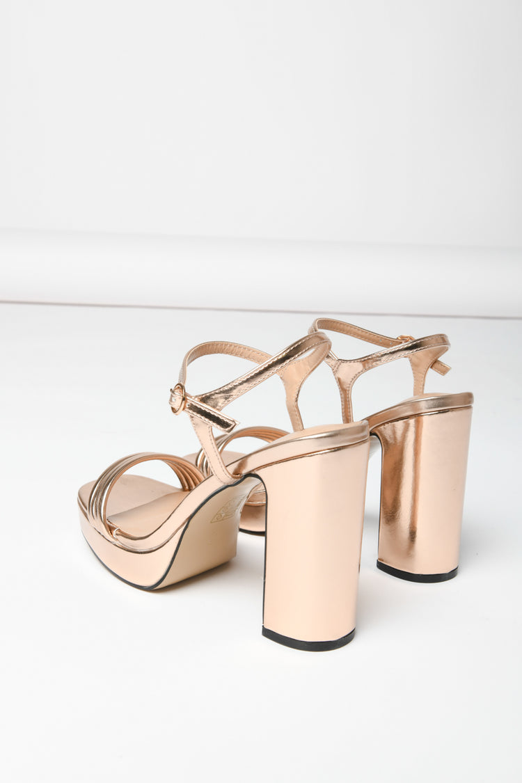 Laminated faux leather sandals