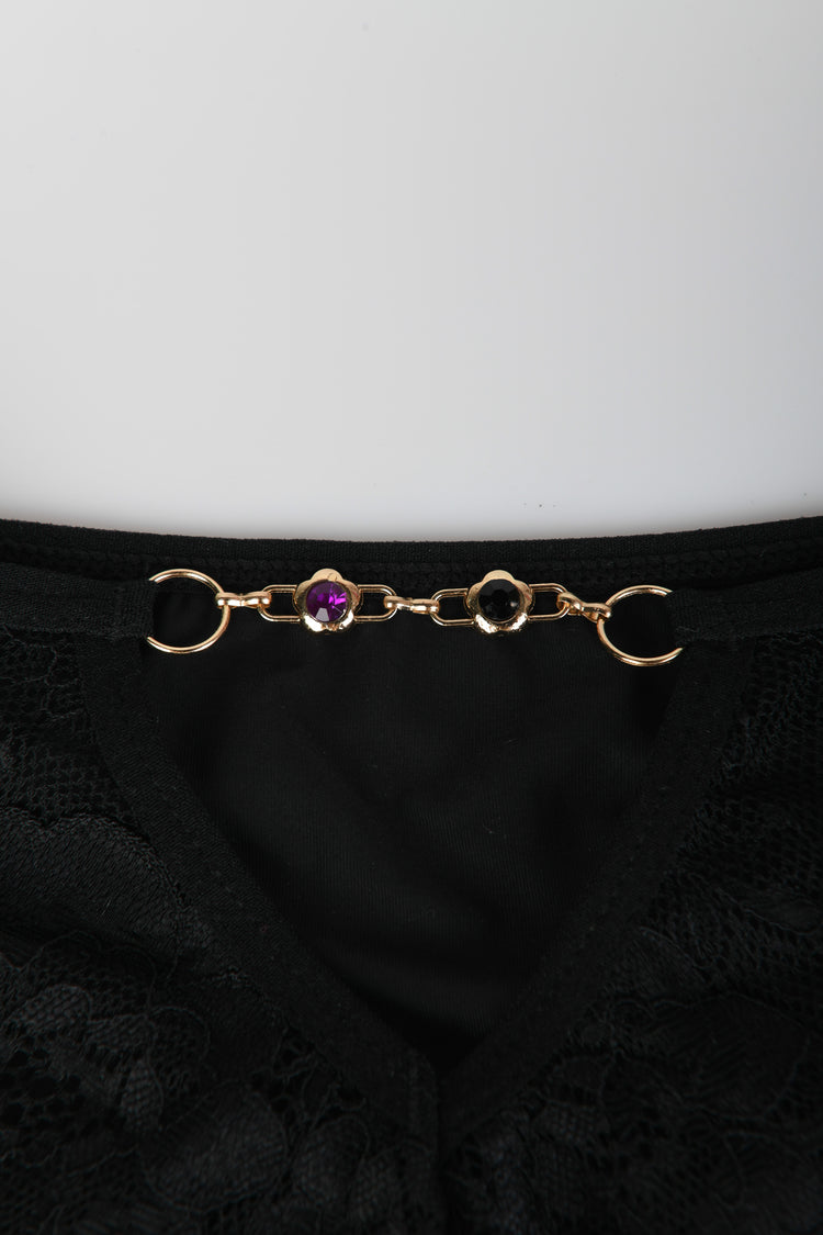 Jewel-detail lace brazilian briefs