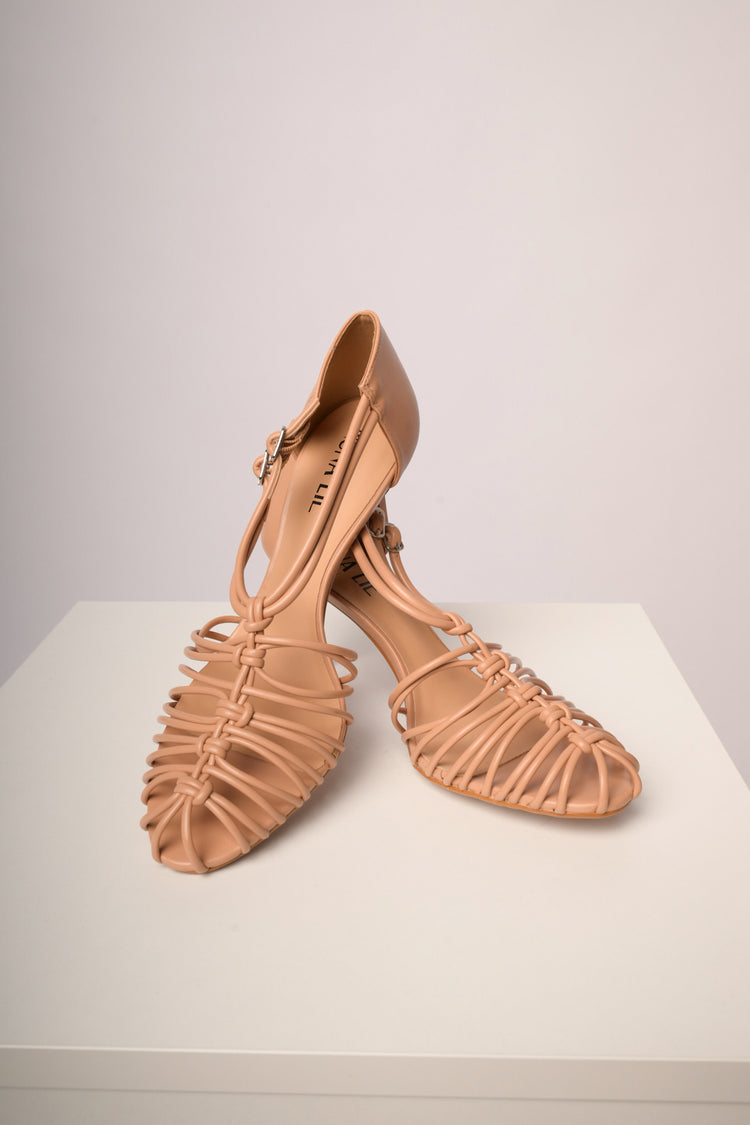 Blush pink knots & fine straps sandals
