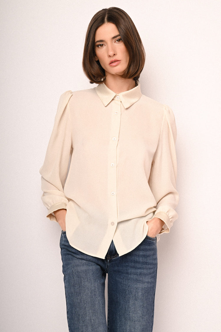 Satin collar shirt