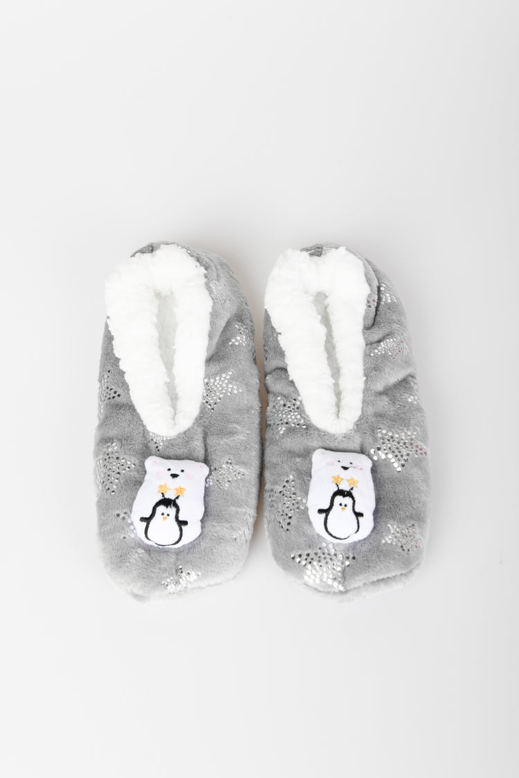 Bear + penguin patch slippers