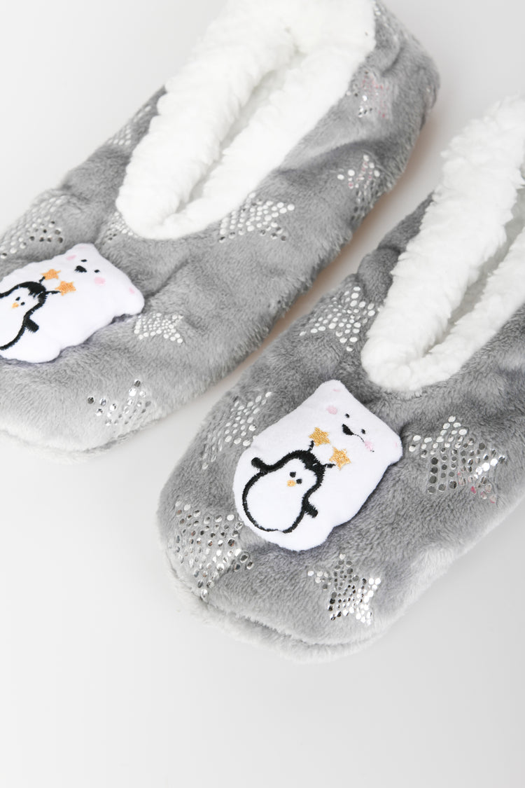 Bear + penguin patch slippers