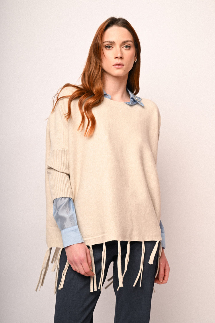 Fringed hem sweater