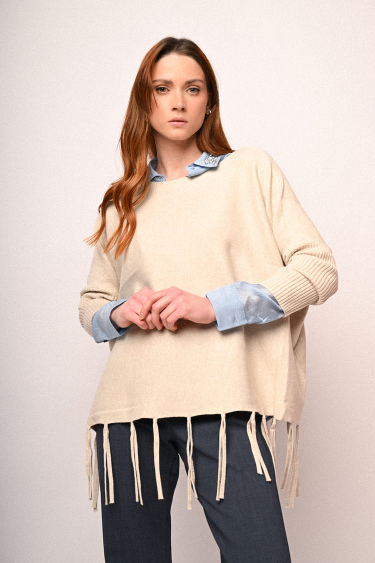 Fringed hem sweater