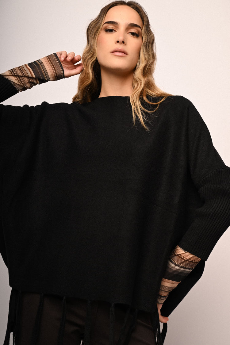 Fringed hem sweater