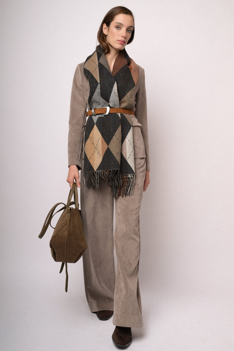 Taupe corduroy wide-leg trousers
