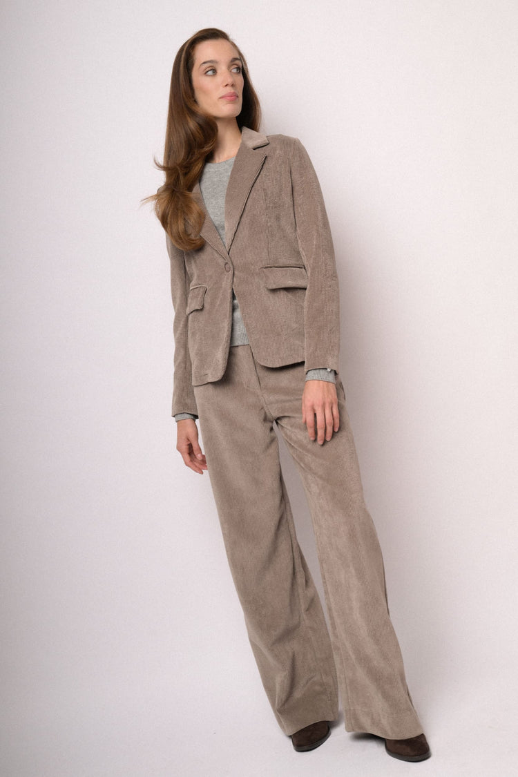 Taupe corduroy wide-leg trousers