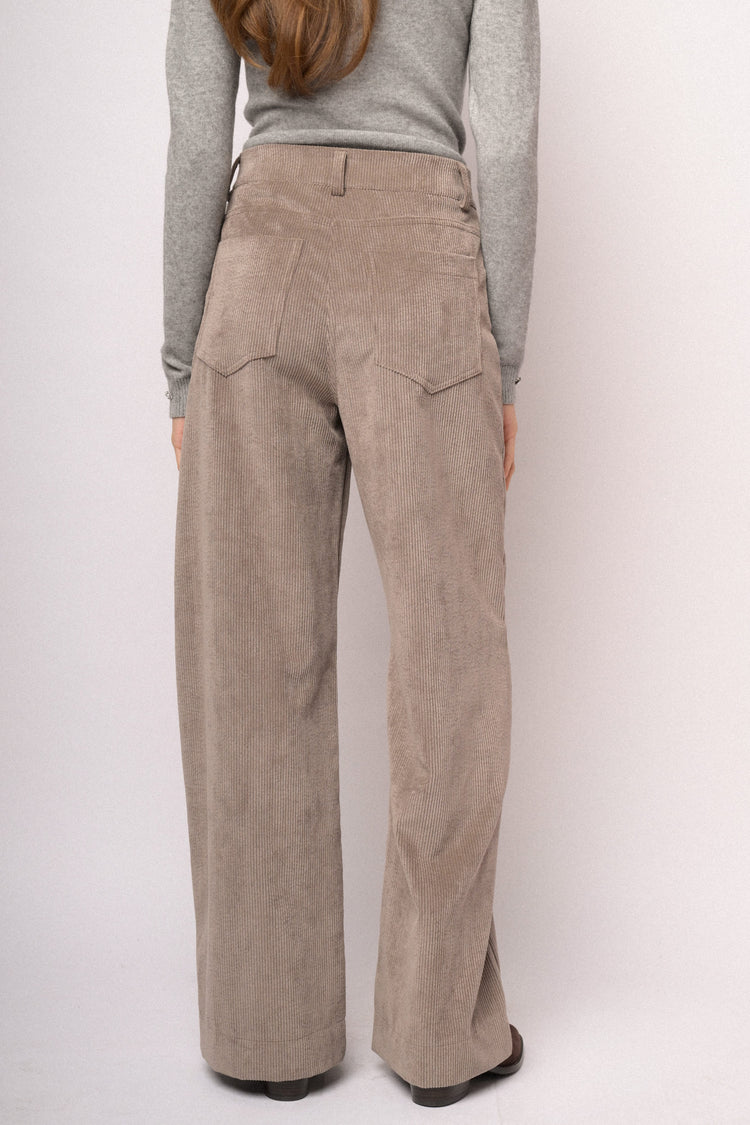 Taupe corduroy wide-leg trousers