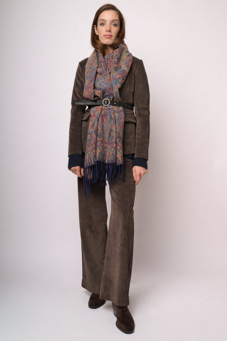 Dark brown corduroy wide-leg trousers