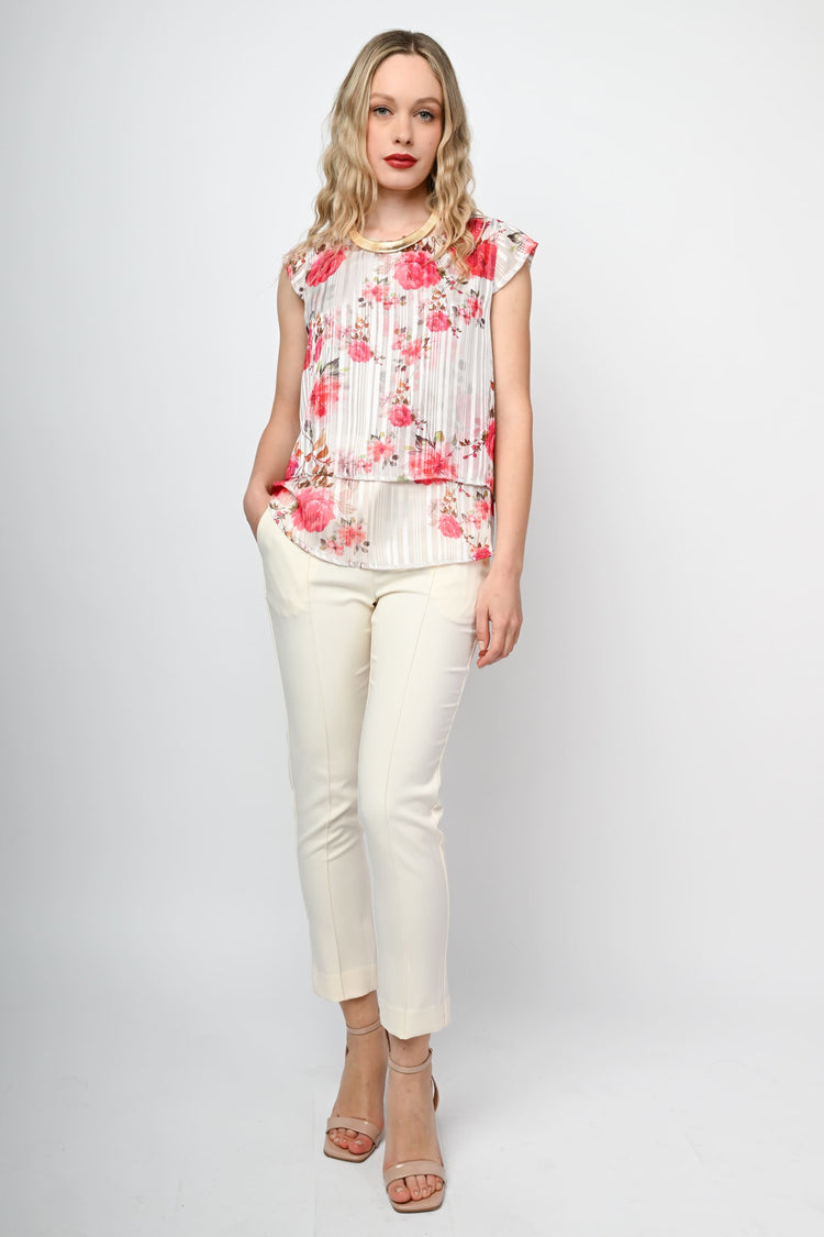 Floral print layered top